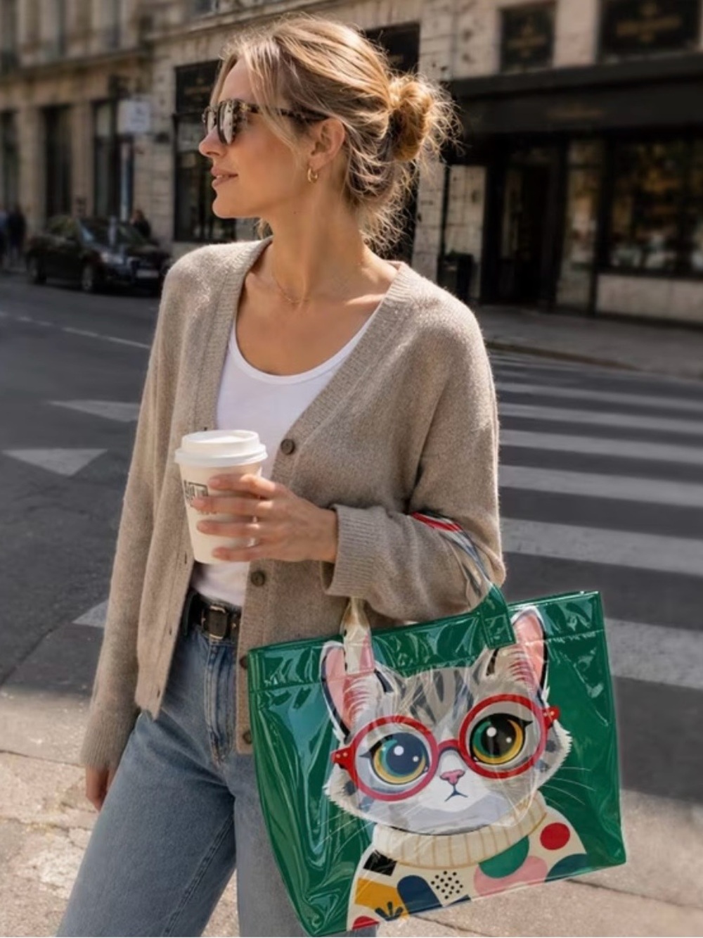 My Cat Wears Glasses Too! PVC Tote ~by GECKO